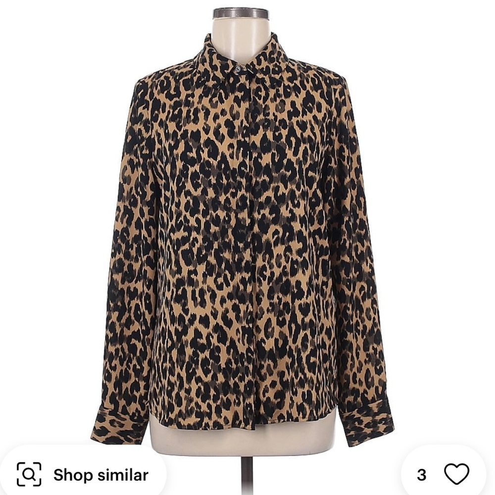 Halogen Black and Tan Leopard Print Button Down Shirt